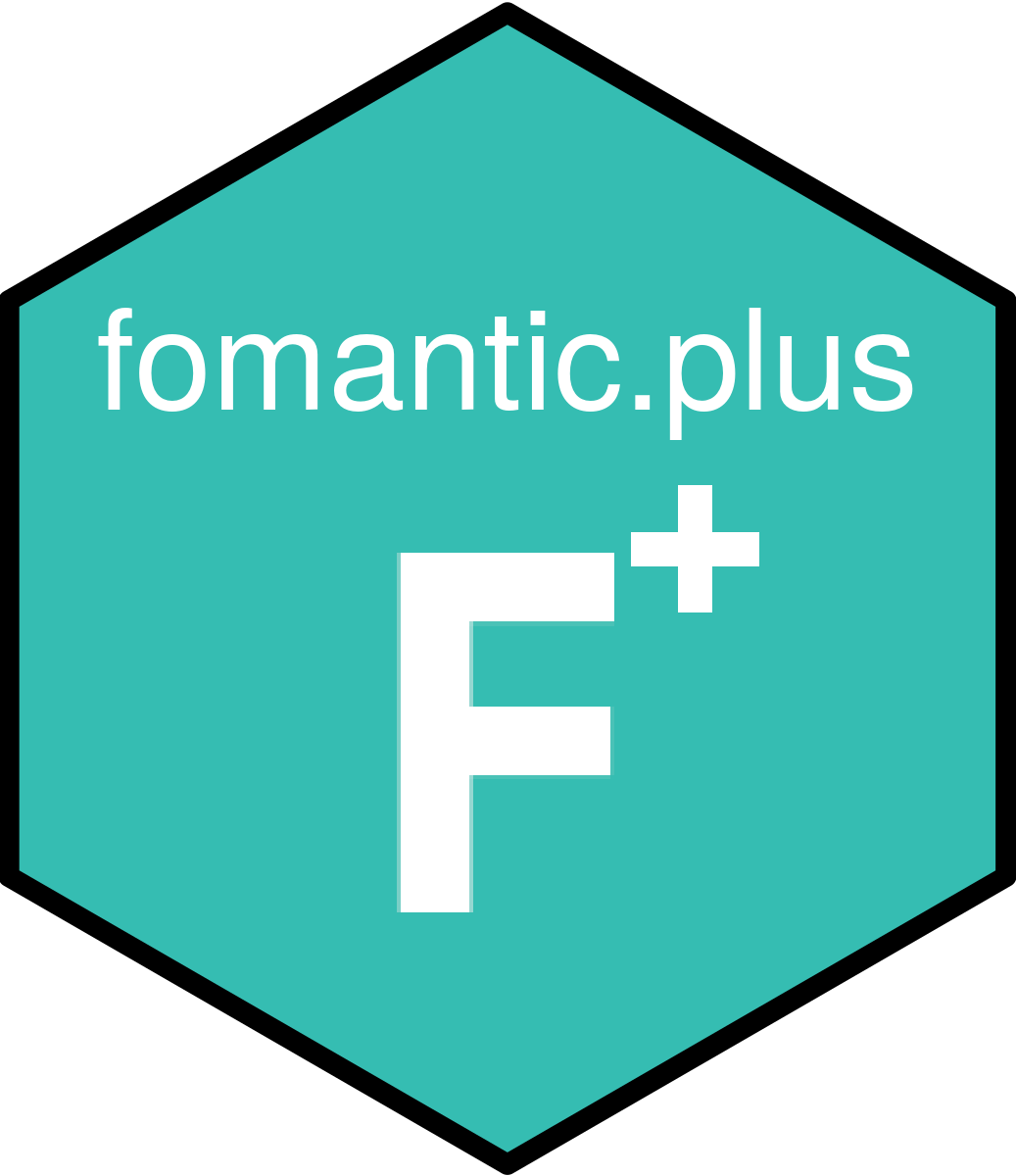 Hex sticker of fomantic.plus package