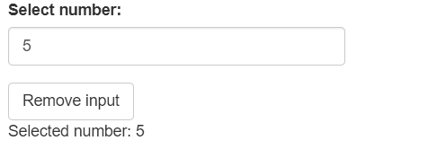 Shiny application removing the numeric input with removeInput